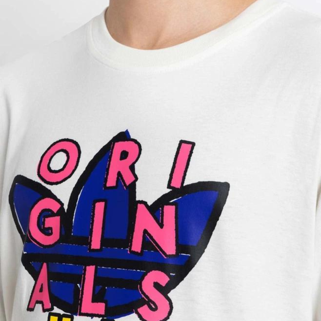 ADIDAS ORIGINALS  White Logo Regular Fit T-Shirt