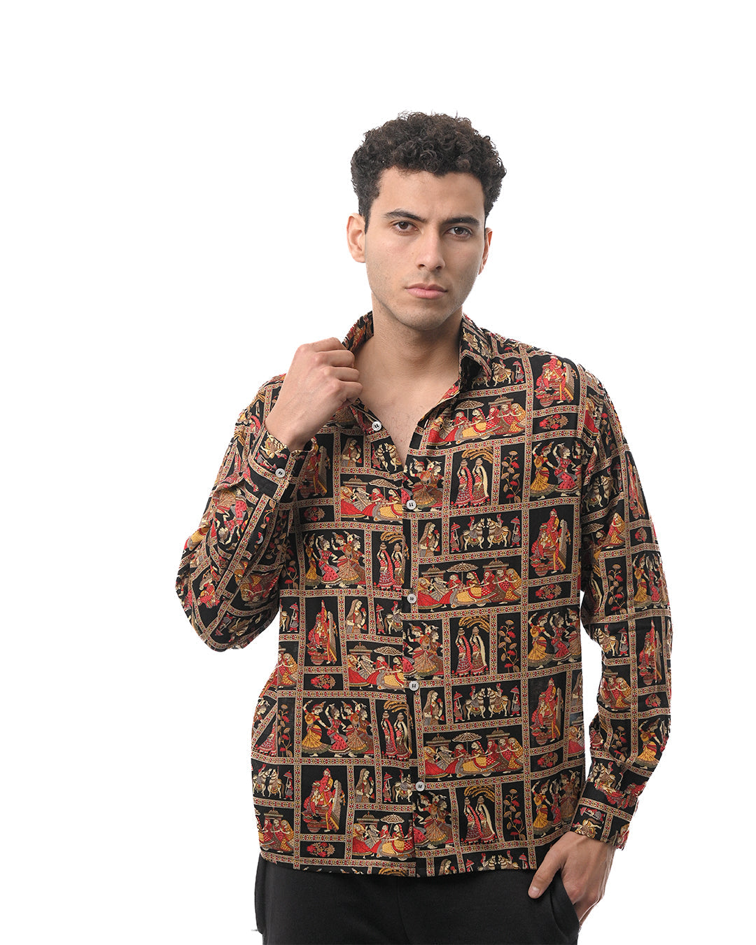Heritage Narrative Button Down Shirt - Black