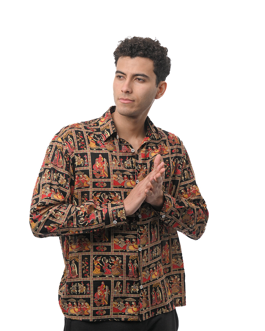 Heritage Narrative Button Down Shirt - Black